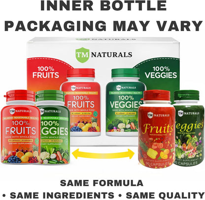 TM NATURALS Fruit and Veg Supplement - Super Fruits and Vegetables Capsules, 90 Capsules (Pack of 2)