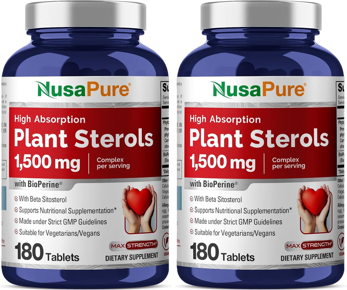 NusaPure Plant Sterols 1500 mg with Beta Sitosterol and Bioperine - 180 Veg Tablets, Non-GMO, Vegan - görsel 8