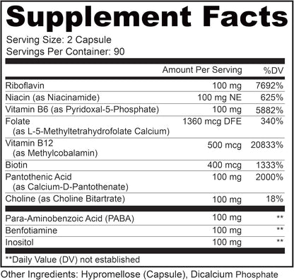 Lively Vitamin Co. Busy Bee - Highly Bio-available Vitamin B Complex with Choline - 180 Vegan Capsules