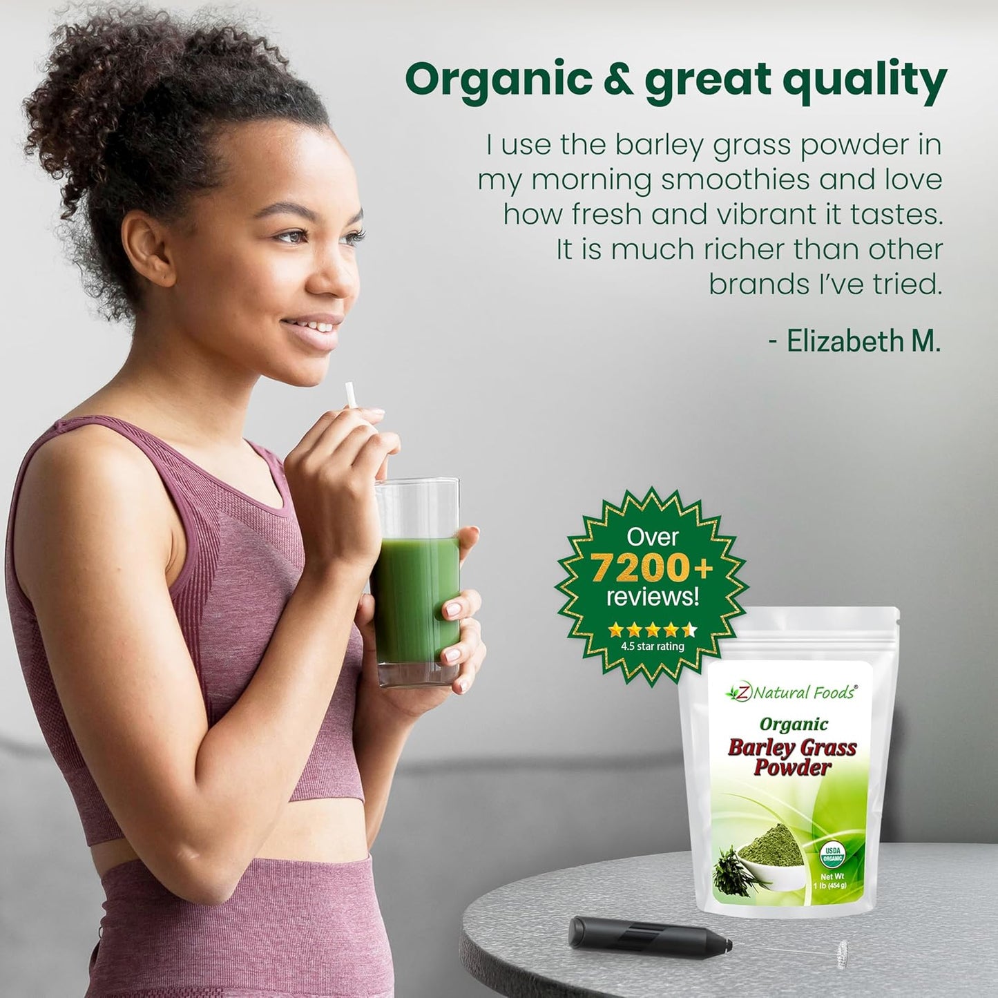 Z Natural Foods Organic Barley Grass Powder - 454 g - görsel 8