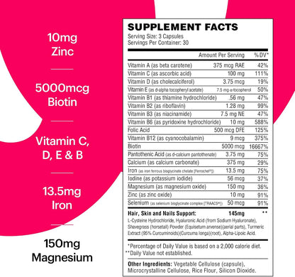 Wellthy Her Women's Daily Vegan Multivitamin – Natural Ingredients for Healthy Hair, Skin and Nails (30 Day Supply)