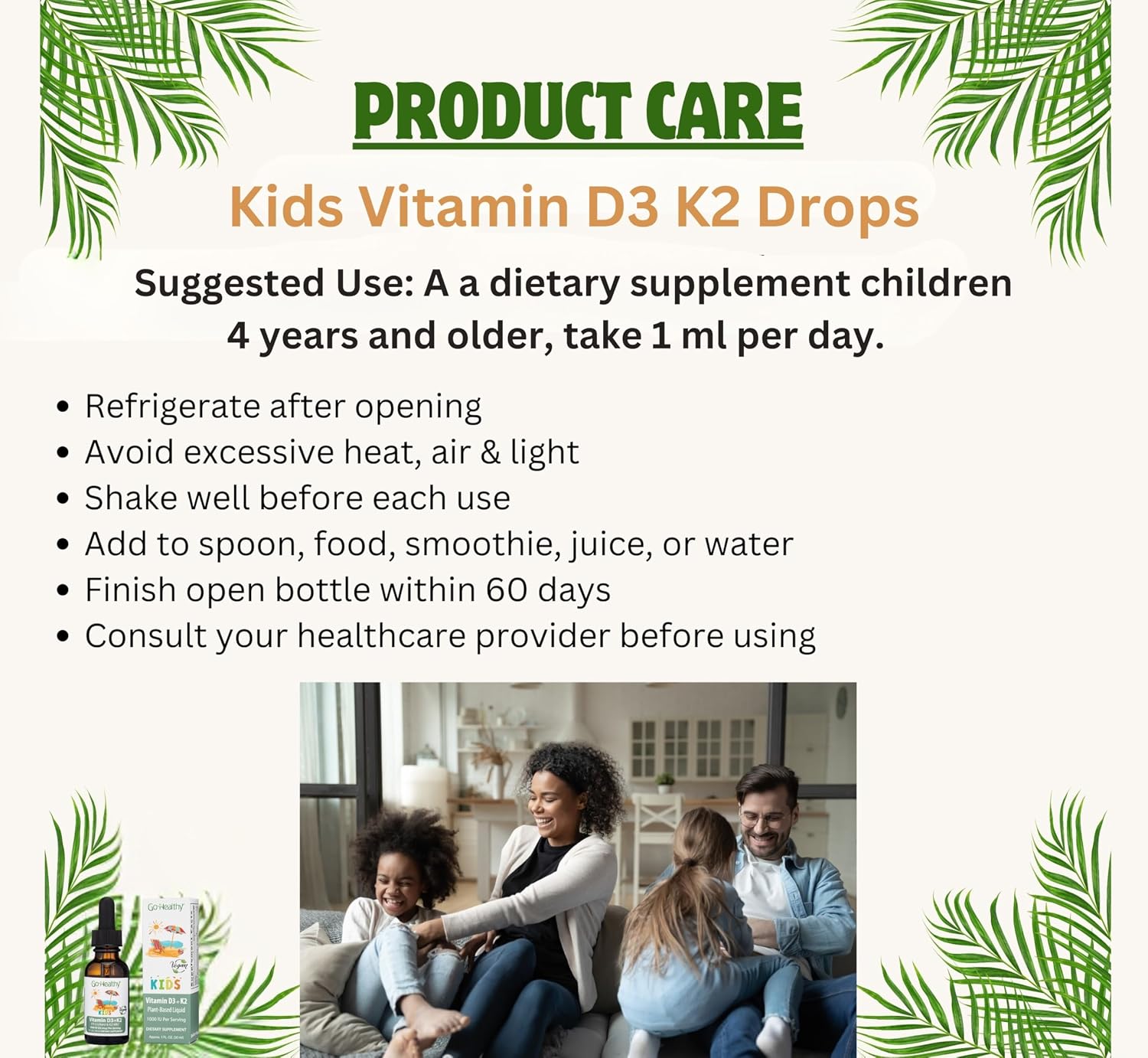 Go Healthy Kids D3 K2 (MK-7) Liquid Drops - Sugar-Free, Vanilla Flavour, 30 Servings - görsel 8