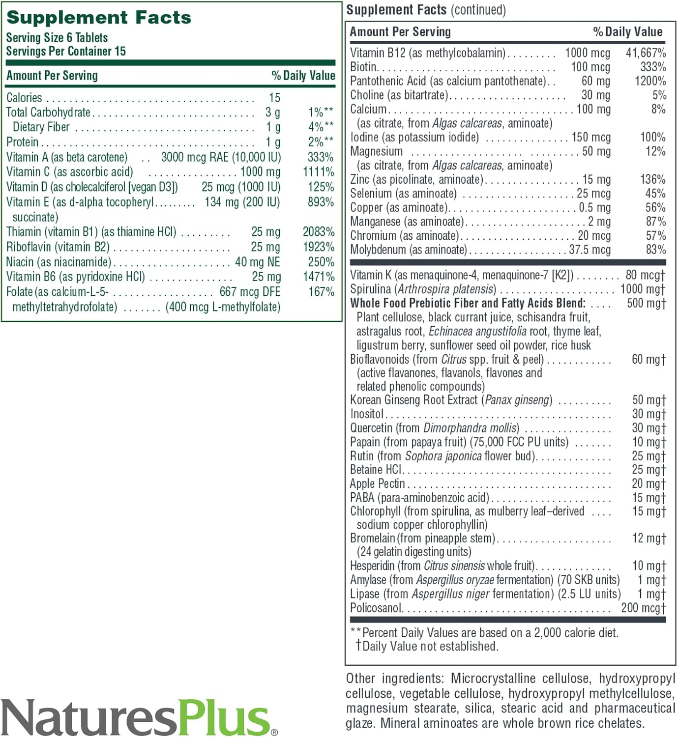 NaturesPlus Source of Life No Iron - 90 Mini-Tabs - Multivitamin and Mineral Supplement - görsel 5