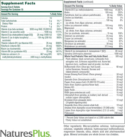 NaturesPlus Source of Life No Iron - 90 Mini-Tabs - Multivitamin and Mineral Supplement