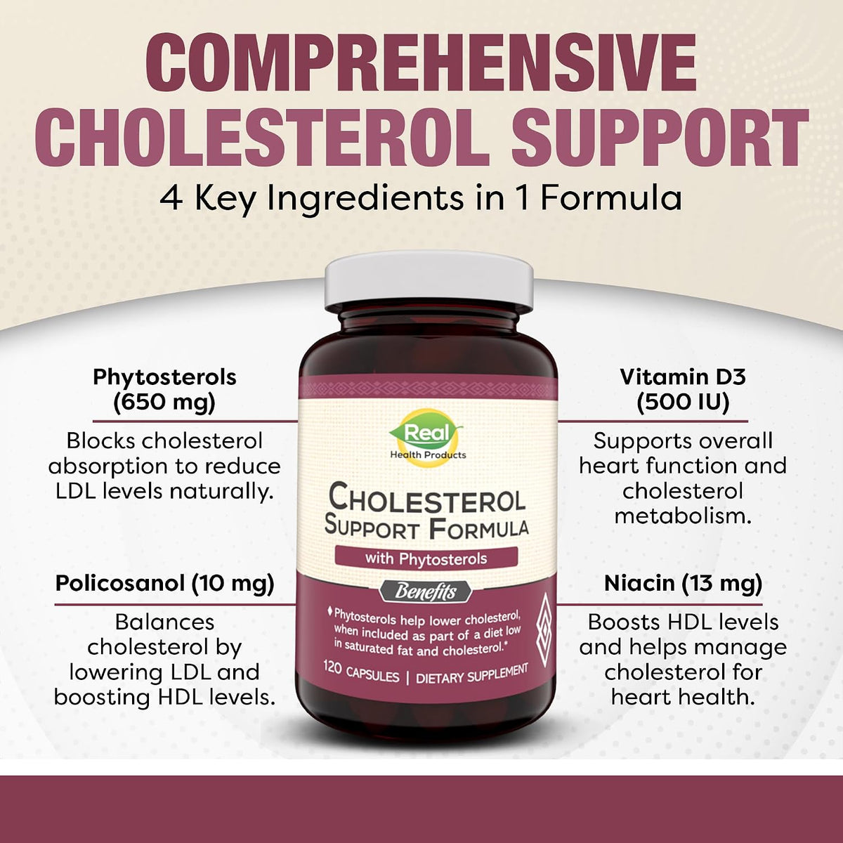 Advanced Cholesterol Health Complex with Plant Sterols - Heart Health Supplement for Men & Women, 120 Capsules - görsel 5