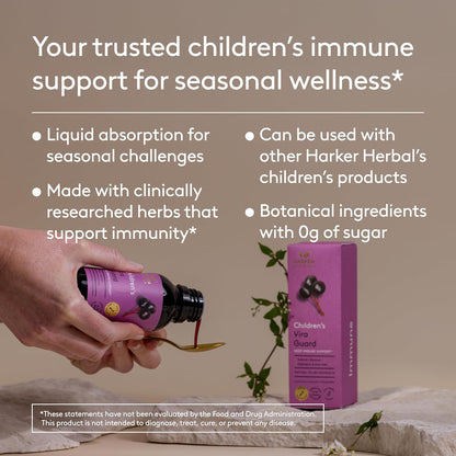 Harker Herbals Children's Immune & Wellbeing Herbal Syrup - Elderberry, Echinacea & Olive Leaf, 150 ml