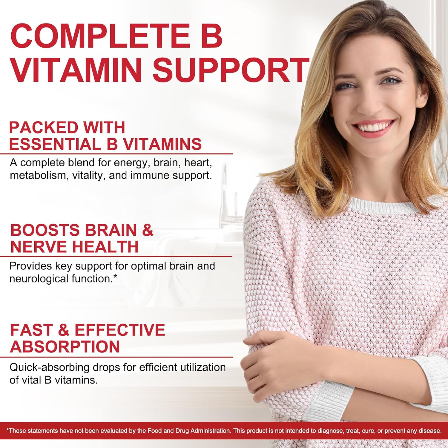 Vitamin B Complex Liquid Drops – Vegan B12 Methylcobalamin, B1 Thiamine, B6 Pyridoxine, Folic Acid, Niacin – Supports Energy, Brain & Heart Health, 40 Servings - görsel 5