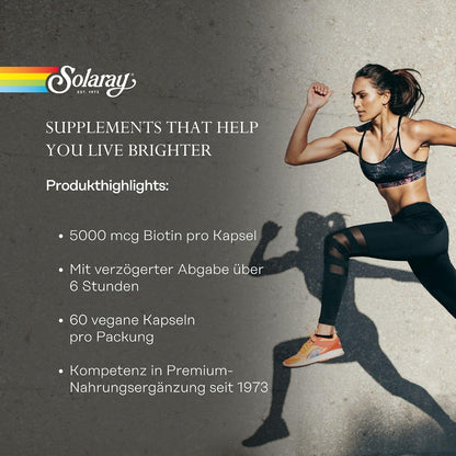 Solaray Two Stage, Timed Release Biotin 5000mcg - 60 VegCaps