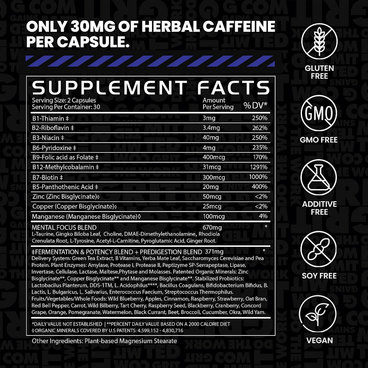 Gains in Bulk Elevated Nootropic Herbal Energy Supplement - 60 Capsules - görsel 5