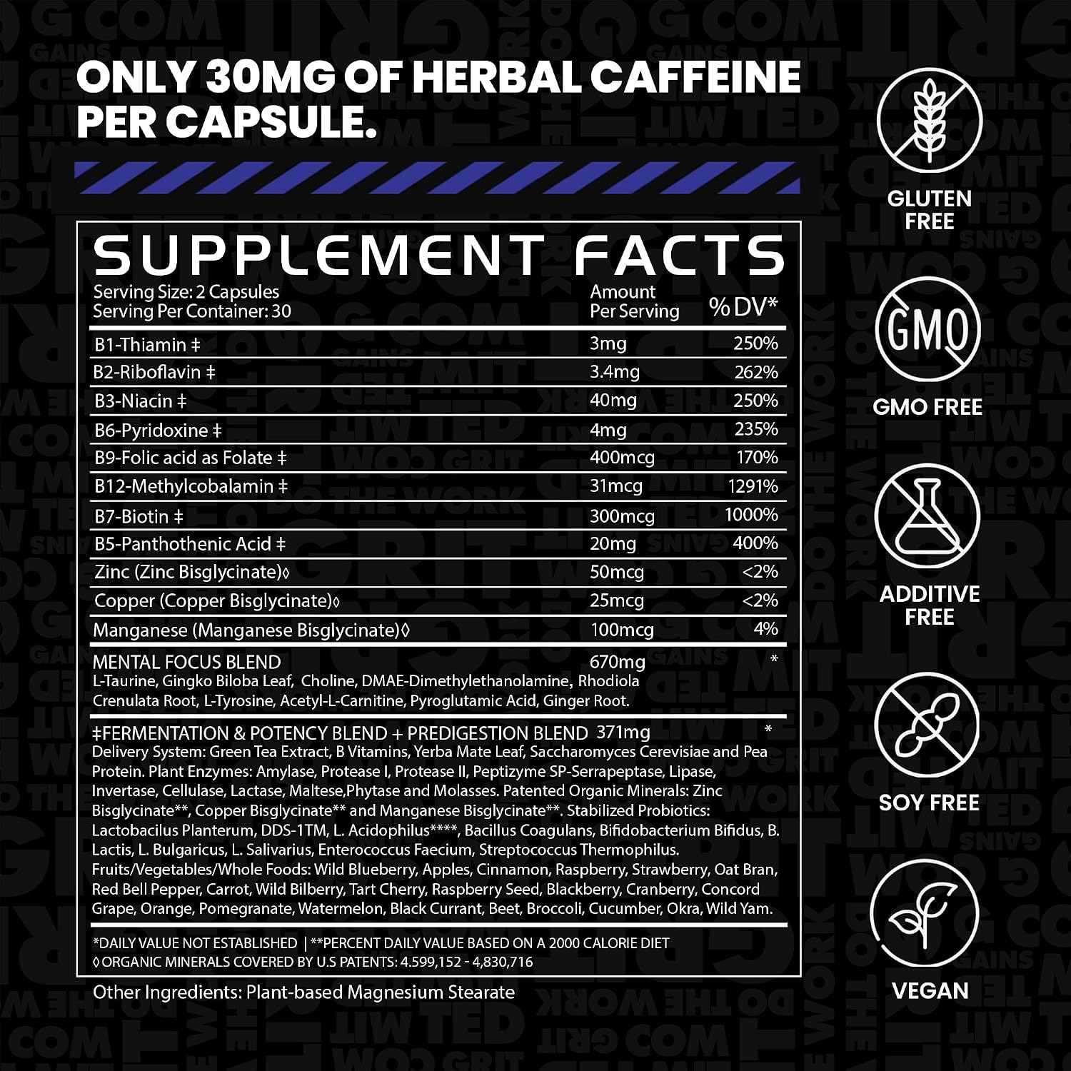 Gains in Bulk Elevated Nootropic Herbal Energy Supplement - 60 Capsules - görsel 5