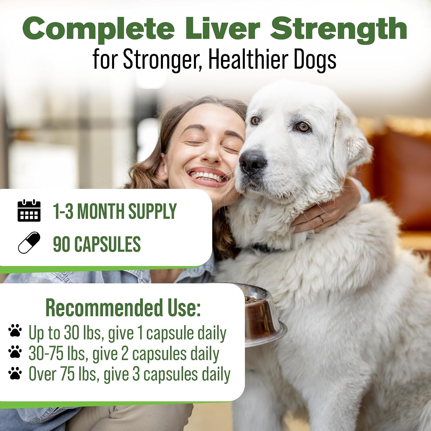Dog Liver Support - Natural Herbal Dog Vitamins with Milk Thistle Extract, Turmeric, Chamomile & More - Daily Canine Wellness for Liver Support - 90 Capsules - görsel 4