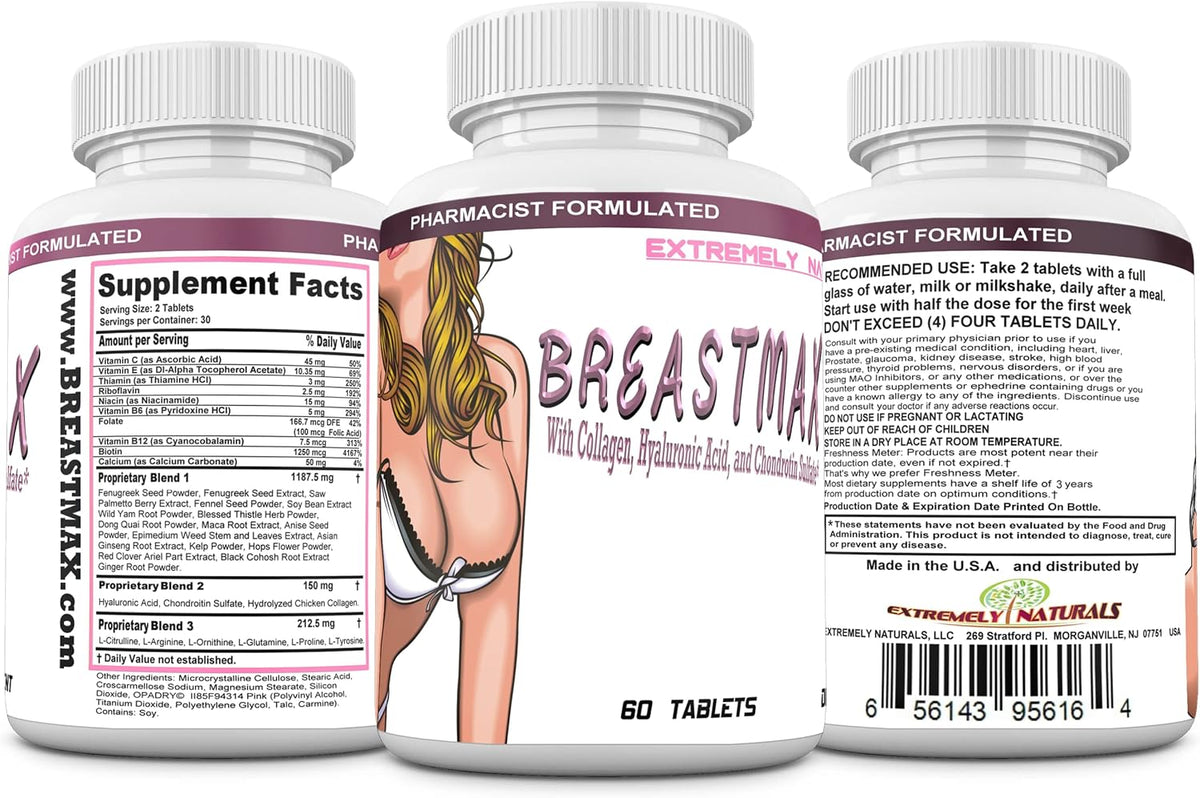 BREASTMAX Breast Enhancement Supplement – Bust Support with Multivitamins, Minerals & Herbs – 60 Tablets - görsel 8