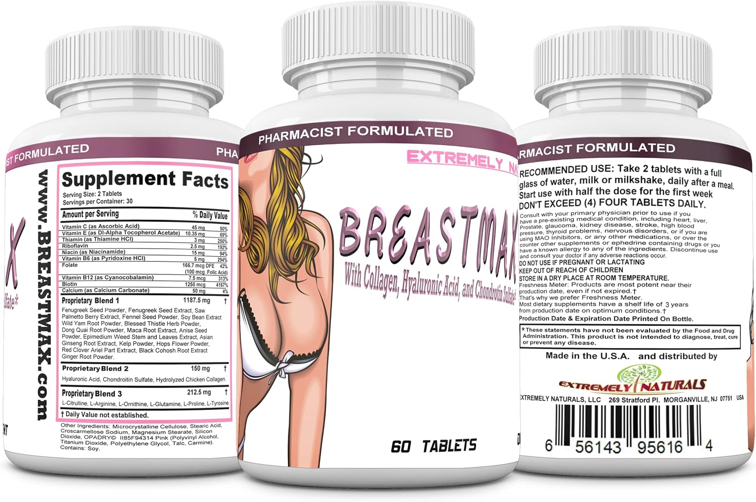 BREASTMAX Breast Enhancement Supplement – Bust Support with Multivitamins, Minerals & Herbs – 60 Tablets - görsel 8