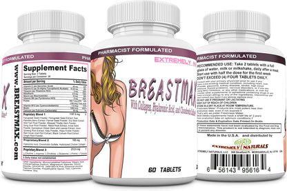 BREASTMAX Breast Enhancement Supplement – Bust Support with Multivitamins, Minerals & Herbs – 60 Tablets