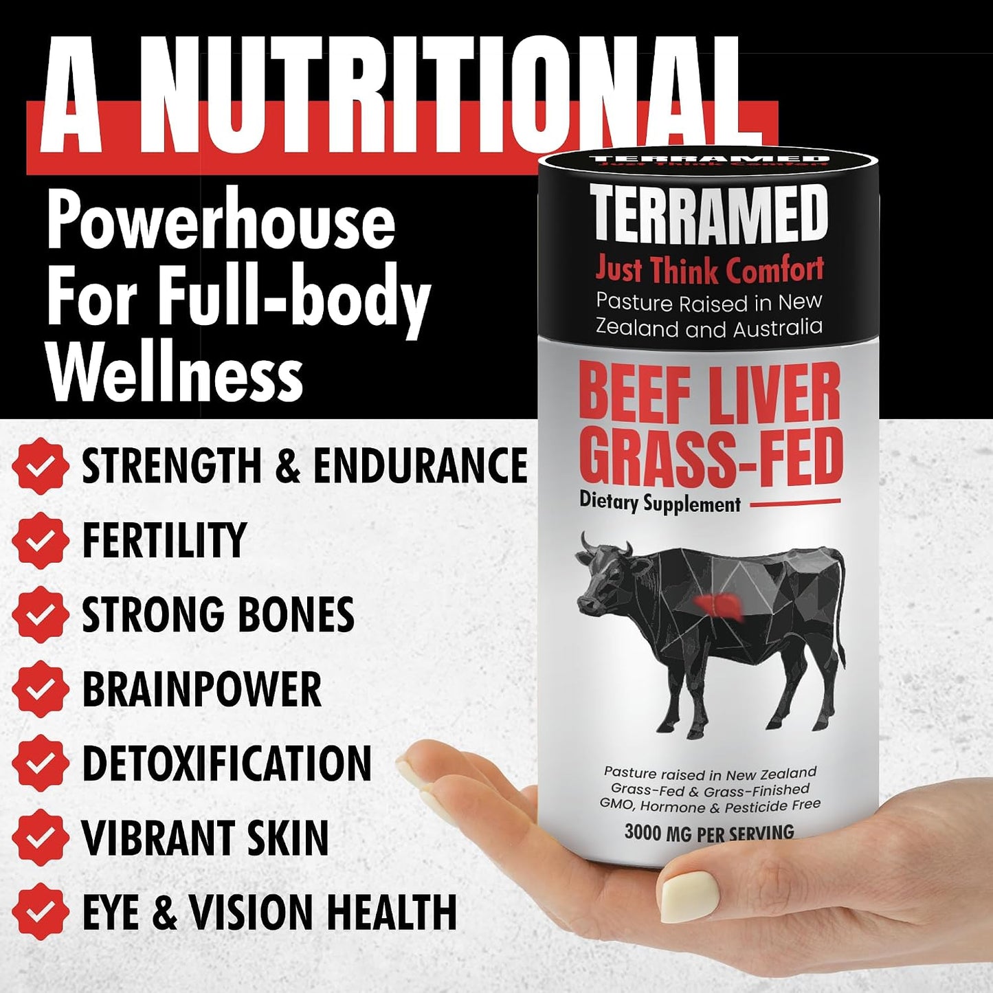 Terramed Just Think Comfort Grass-Fed Beef Liver Gummies, 60 Gummies - görsel 4