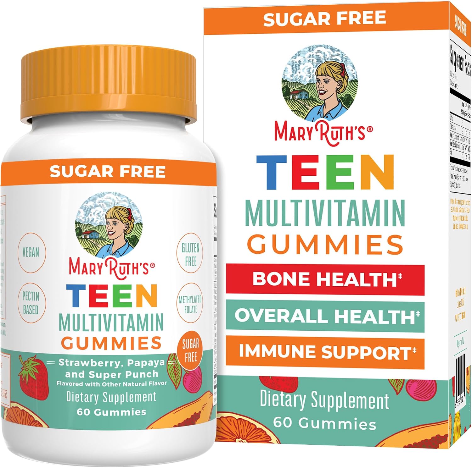 MaryRuth's Multivitamin Gummies for Teens | Vitamin D3, A, C, E, B6, B12, Zinc, Iodine, Biotin | Immunity, Bone, & Skin Health | Vegan, Sugar Free, Gluten-free | 60 Gummies - görsel 1