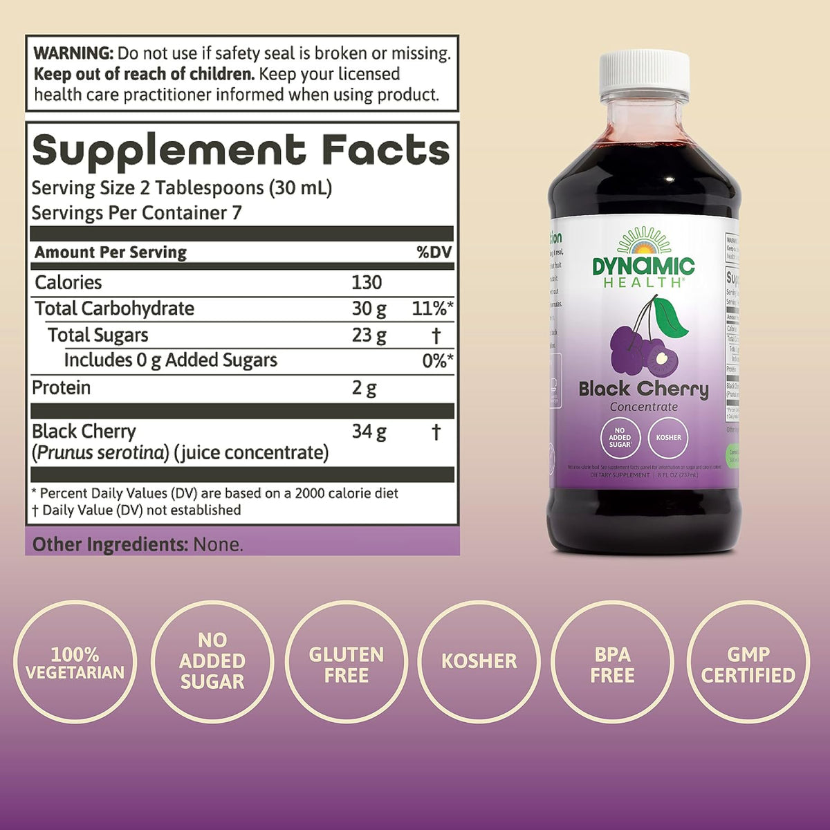 Dynamic Health Pure Black Cherry Unsweetened 100% Juice Concentrate - görsel 2