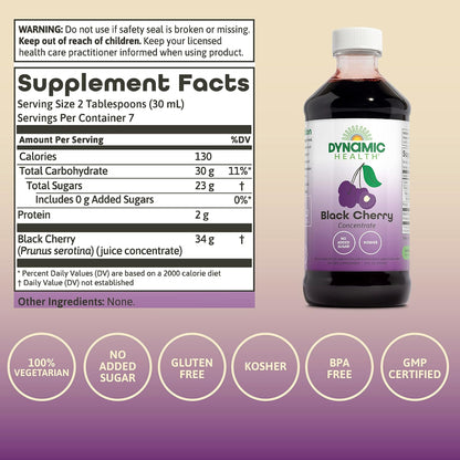 Dynamic Health Pure Black Cherry Unsweetened 100% Juice Concentrate