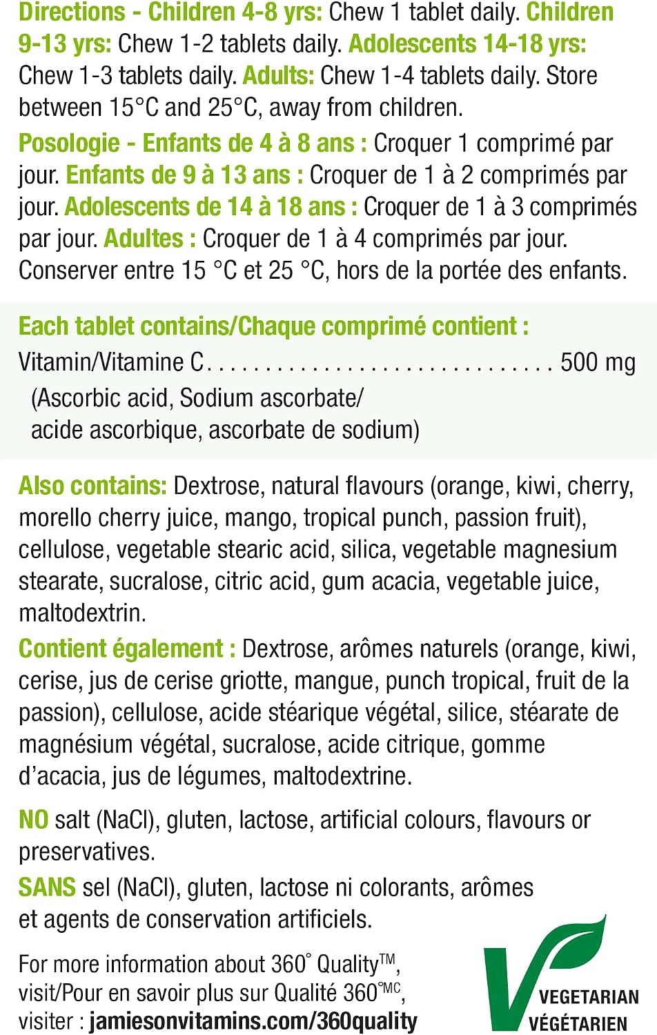 Jamieson Chewable Vitamin C 500mg Value Pack - 330 Tablets, Mixed 3 Flavours - görsel 4