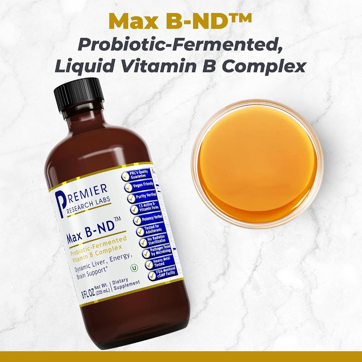 Premier Research Labs Max B-ND - Liquid Vitamin B Complex for Liver and Brain Health, Sublingual Drops with Thiamin, B12 and B6 - 237 ml - görsel 2