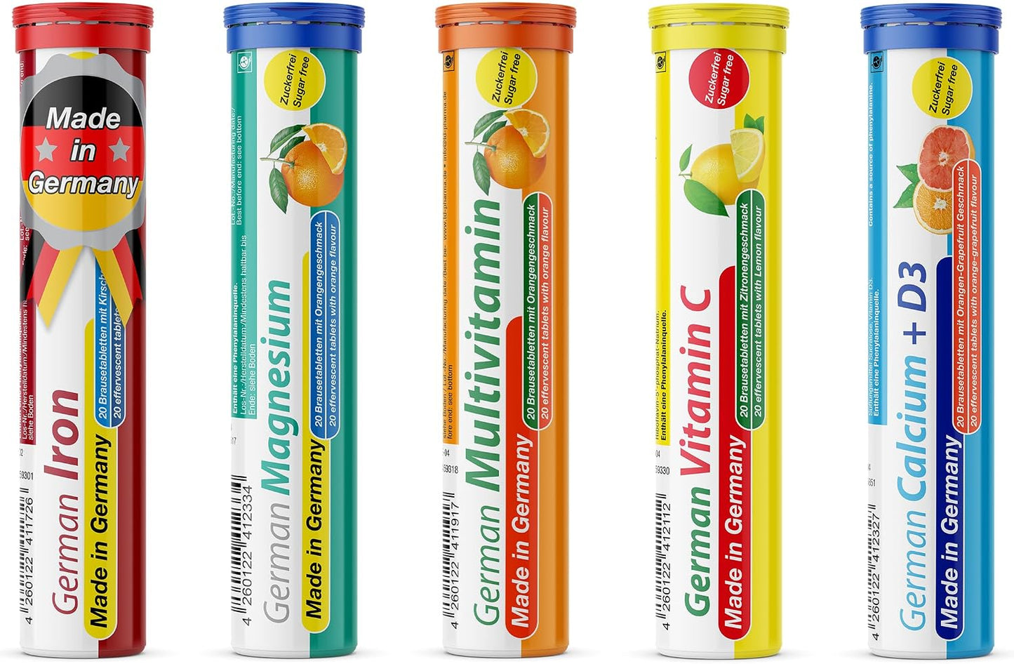 T&D German Vitamin & Minerals Effervescent Tablets - 100 Vegan/Vegetarian Tablets - Mixed Fruit Flavour - görsel 1