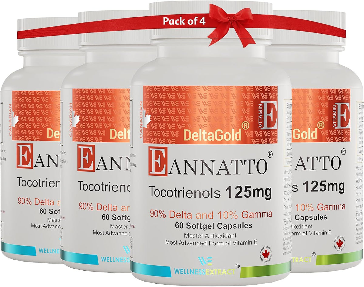 WELLNESS EXTRACT Eannatto Tocotrienols Vitamin E – 125 mg, 60 Softgels (4-Pack) - görsel 1