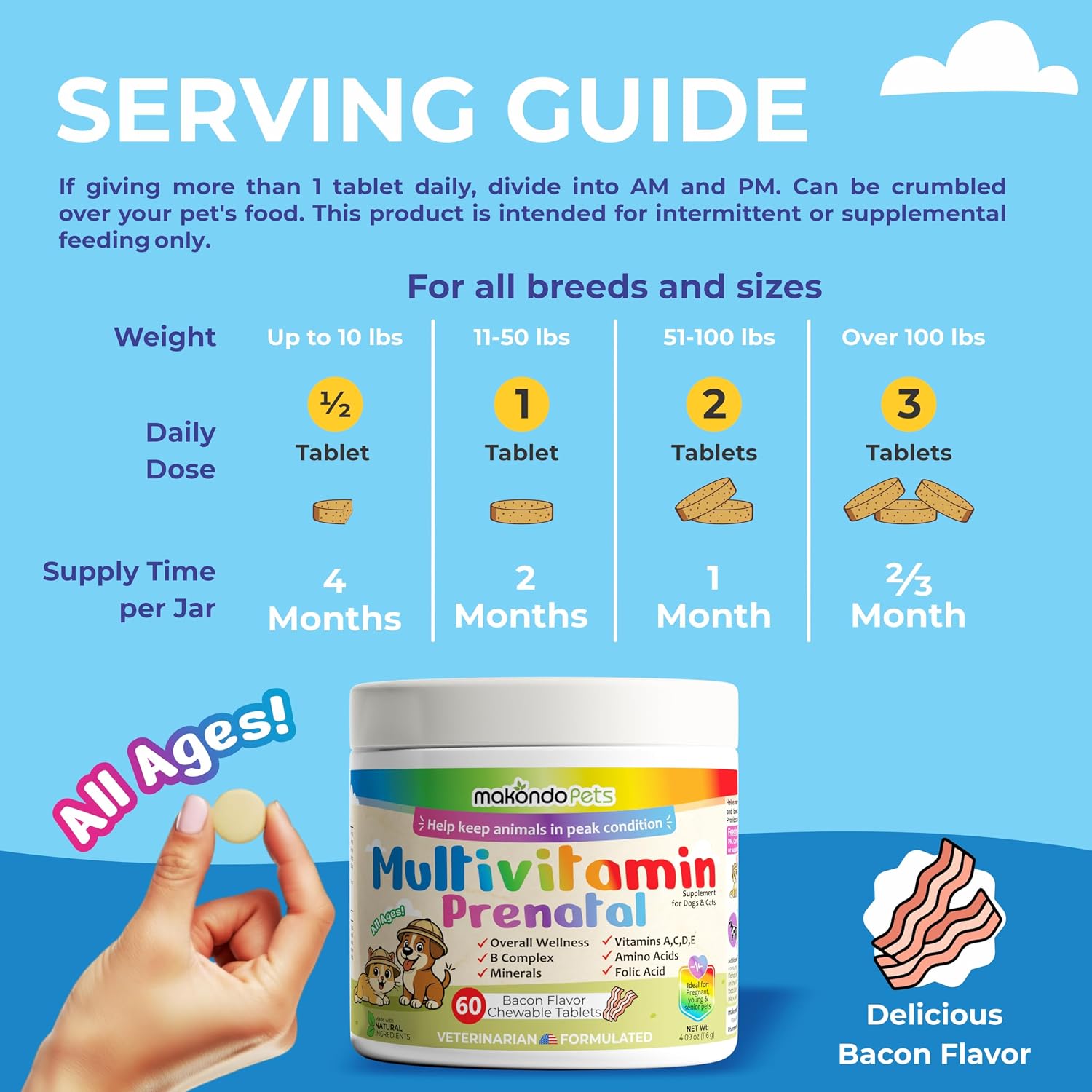 Dog Prenatal Vitamins – Multivitamin for Cats and Dogs with Folic Acid, Calcium, Iron, Minerals and Amino Acids - görsel 8