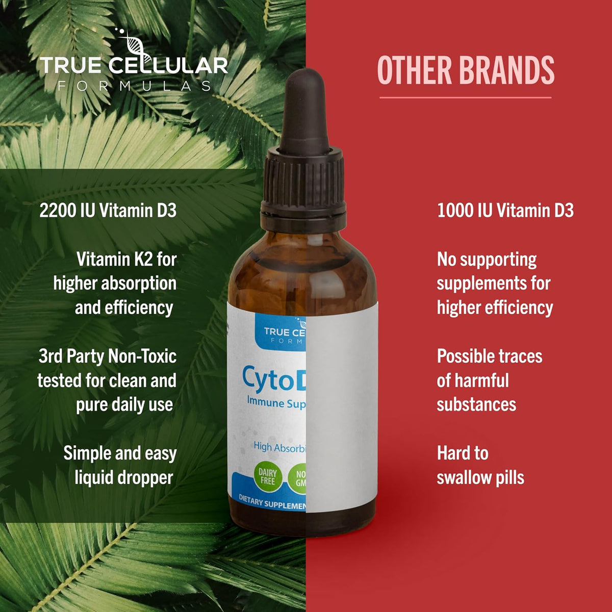 True Cellular Formulae Vitamin D3 2200 IU + K2 MK-7 Liquid Drops - görsel 5