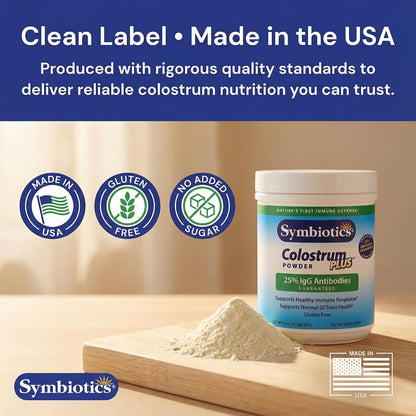 Symbiotics Colostrum Vegetable Capsules – Immune & Gut Support with Lactoferrin and Naturally Occurring IgG