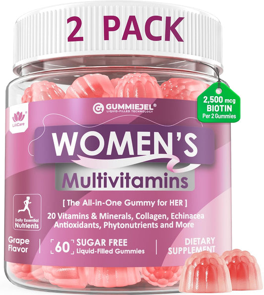2 Pack - Women's Multivitamin Gummies, Methylated Multivitamin for Women, Biotin, Methylfolate, Iron, Collagen, Vitamins A, C, D, B Complex, Antioxidants for Women's Daily Support, Hair, Skin & Nails, Immune, Sugar Free