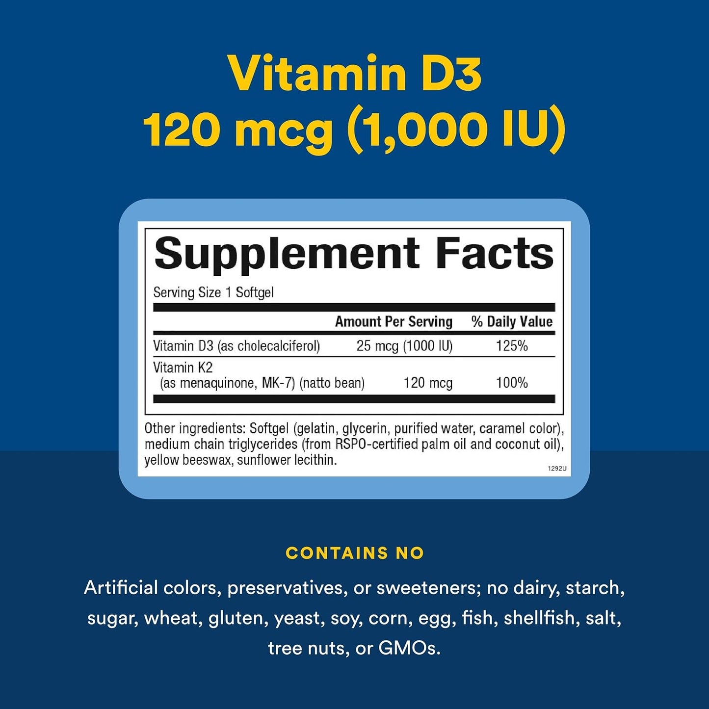 Natural Factors Vitamin D3 & K2 1000 IU/120 mcg - 60 Soft Gel Capsules - görsel 4