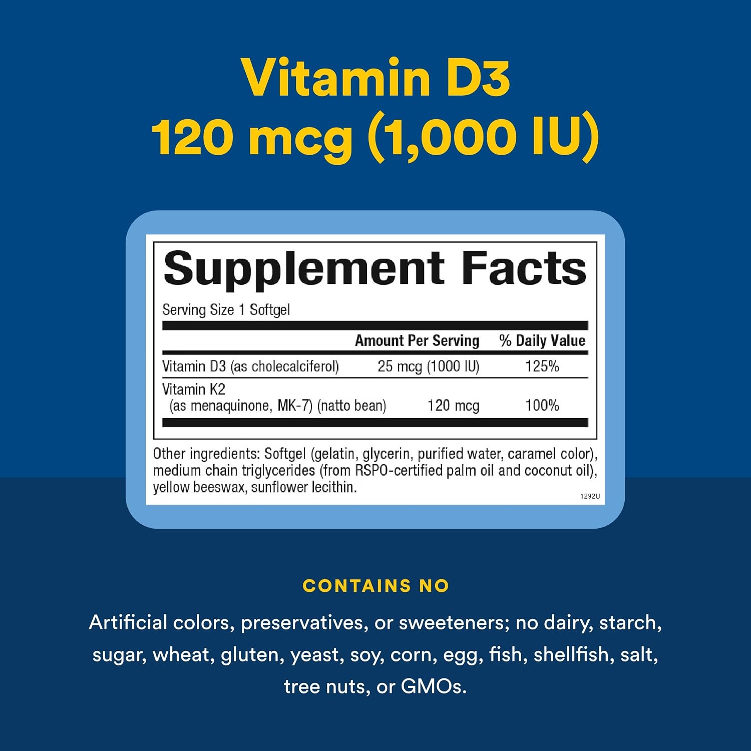 Natural Factors Vitamin D3 & K2 1000 IU/120 mcg - 60 Soft Gel Capsules - görsel 4