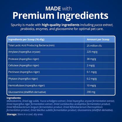 PROTHRIVE Spunky Digestive Supplement - Probiotics, Digestive Enzymes, Joint Support for Cats and Dogs, 227 g
