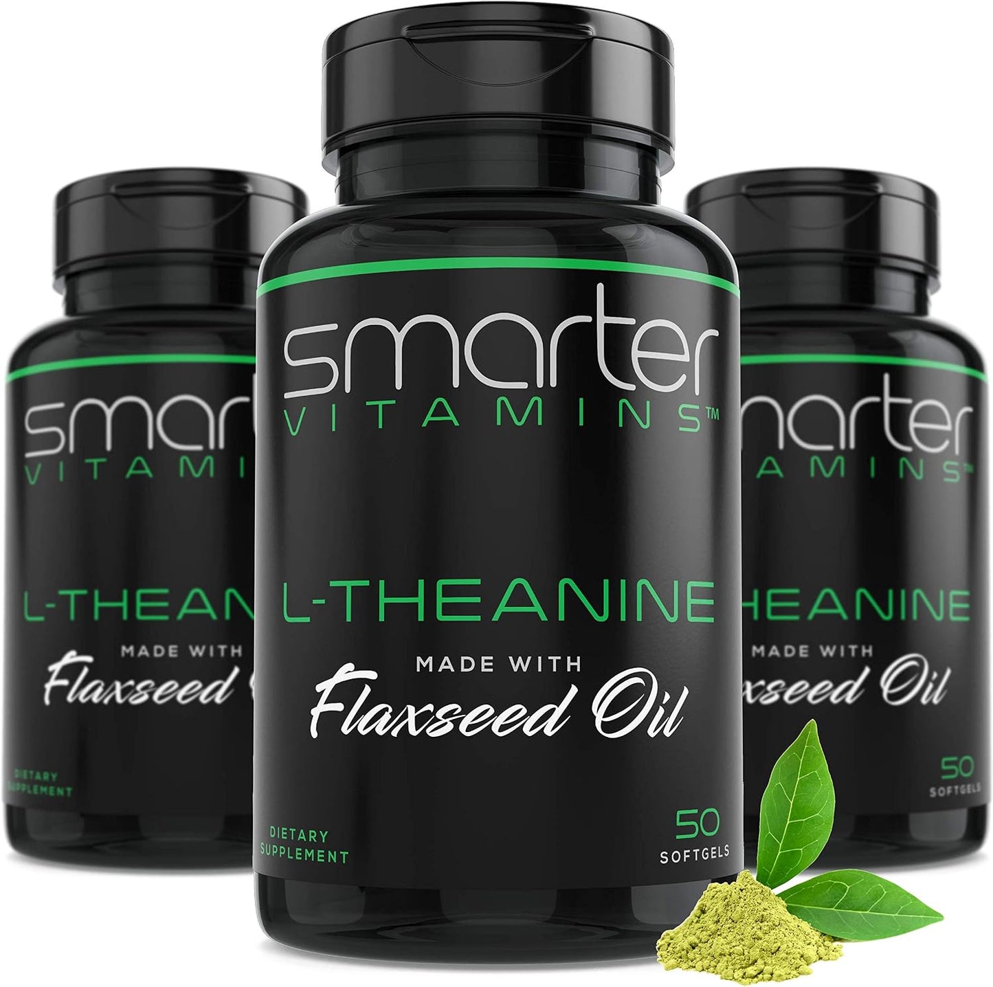 Smarter L-Theanine 250mg Supplement with Flaxseed Oil, 150 Liquid Softgels (3-Pack) - görsel 1
