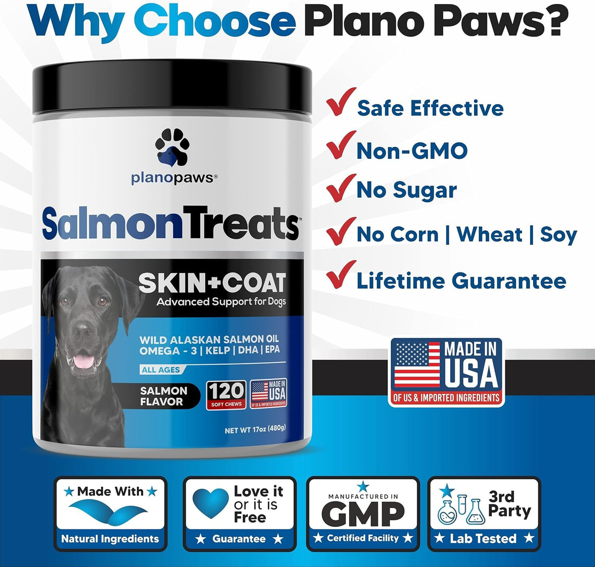 Plano Paws Wild Alaskan Salmon Oil for Dogs - Omega 3 Chews for Skin & Coat Support - 120 Soft Chews - görsel 3