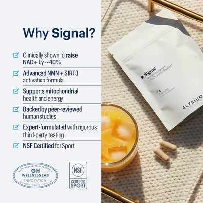 ELYSIUM Signal NMN Supplement – Nicotinamide Mononucleotide for NAD+ Support, Mitochondrial Function and Metabolic Health