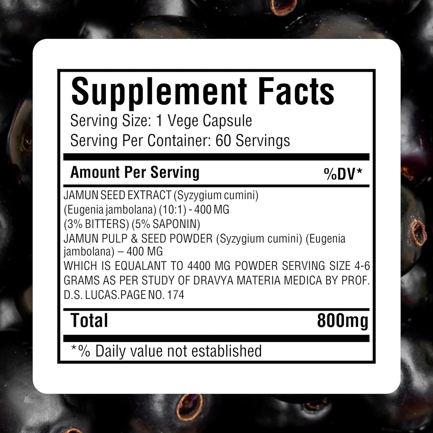 Jamun Capsules – Eugenia Jambolana Seed Extract (10:1) – 60 Vegan Capsules - görsel 5