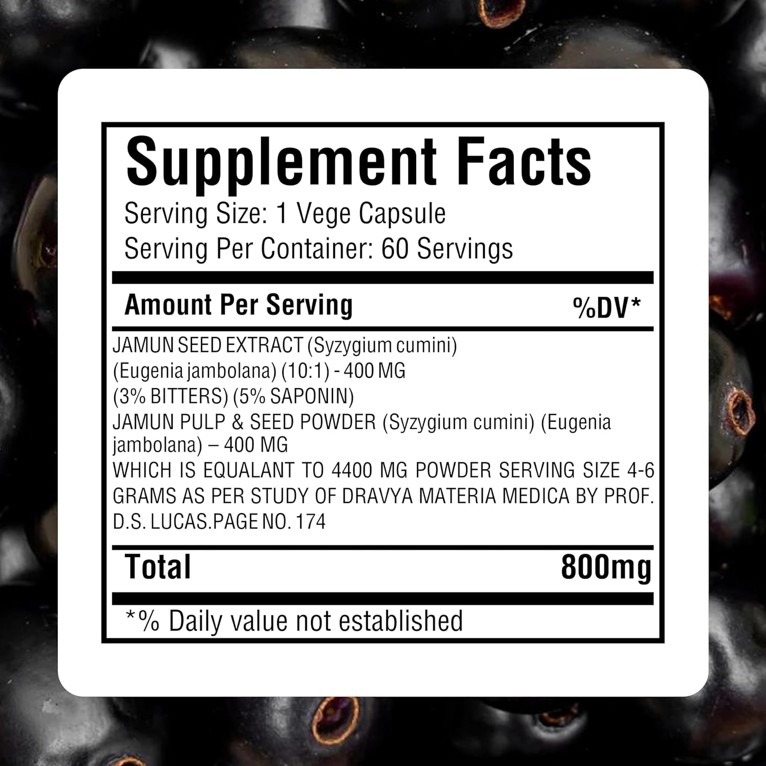 Jamun Capsules – Eugenia Jambolana Seed Extract (10:1) – 60 Vegan Capsules - görsel 5