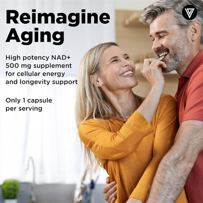 Vital Vitamins NAD+ Supplement - 500mg Liposomal NAD+ for Cellular Energy & Healthy Ageing - 30-Day Supply