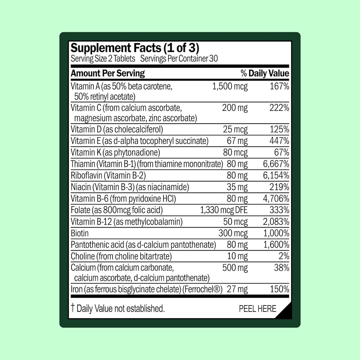 WellWithAll Women's Multivitamin - Daily Supplement with Essential Vitamins, Minerals and Iron - 60 Tablets - görsel 3