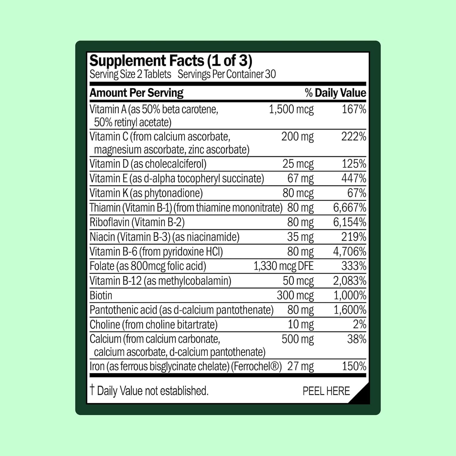 WellWithAll Women's Multivitamin - Daily Supplement with Essential Vitamins, Minerals and Iron - 60 Tablets - görsel 3