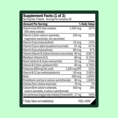 WellWithAll Women's Multivitamin - Daily Supplement with Essential Vitamins, Minerals and Iron - 60 Tablets
