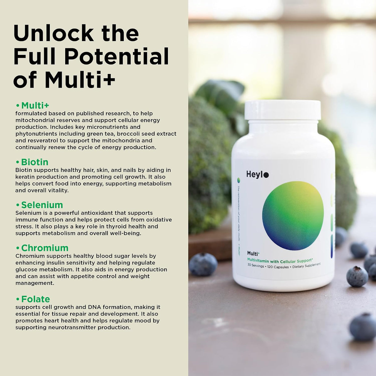 Heylo Multi+ Advanced Multivitamin Supplement – 120 Capsules - görsel 7