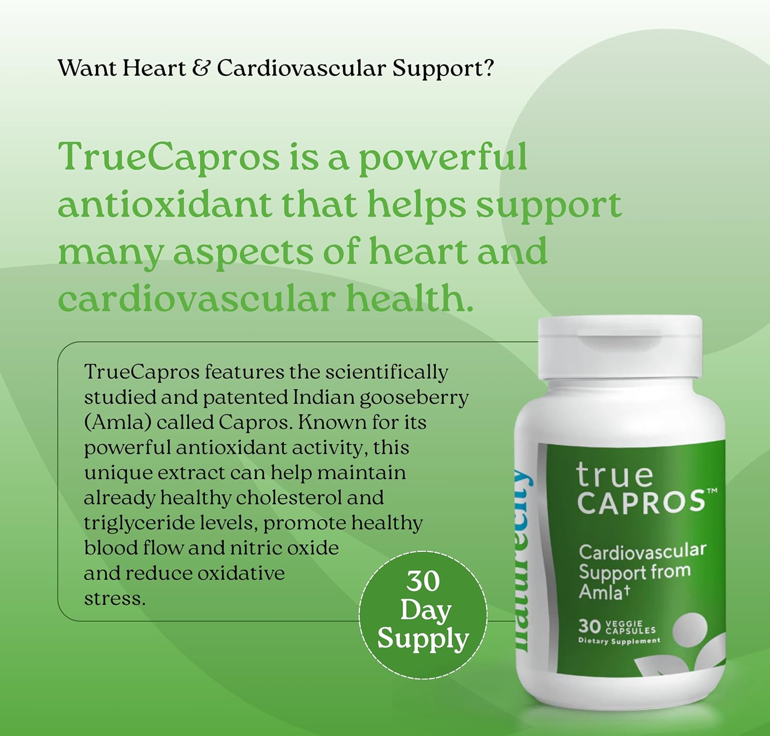 True-Capros Amla Fruit Extract Supplement – Polyphenol Antioxidant for Cardiovascular Support (30 Vegan Capsules) - görsel 2