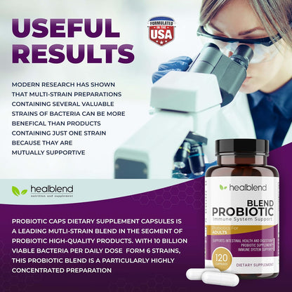 healblend Probiotic Capsules – Digestive Health & Immune Support, Non-GMO, Gluten-free, 120 Veg Caps