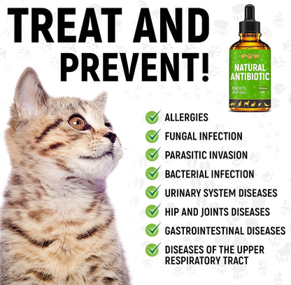 Golden Paw Natural Antibiotics for Dogs and Cats – Organic Liquid Immune Support Drops (60 ml)