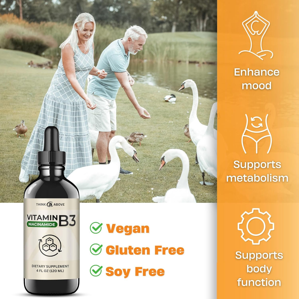 Liquid Vitamin B3 (as Niacinamide) Food Supplement – Non-Flush Form of Niacin – Fast Absorption – Convenient Niacin Drops for Women and Men – 120 ml - görsel 2