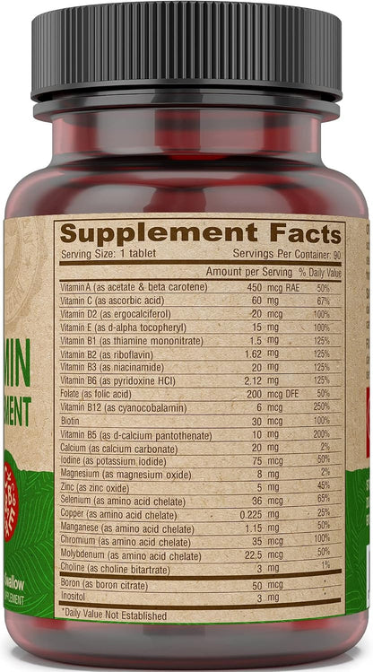 Deva Vegan Multivitamin & Mineral Supplement – Iron-Free – 90 Tiny Tablets