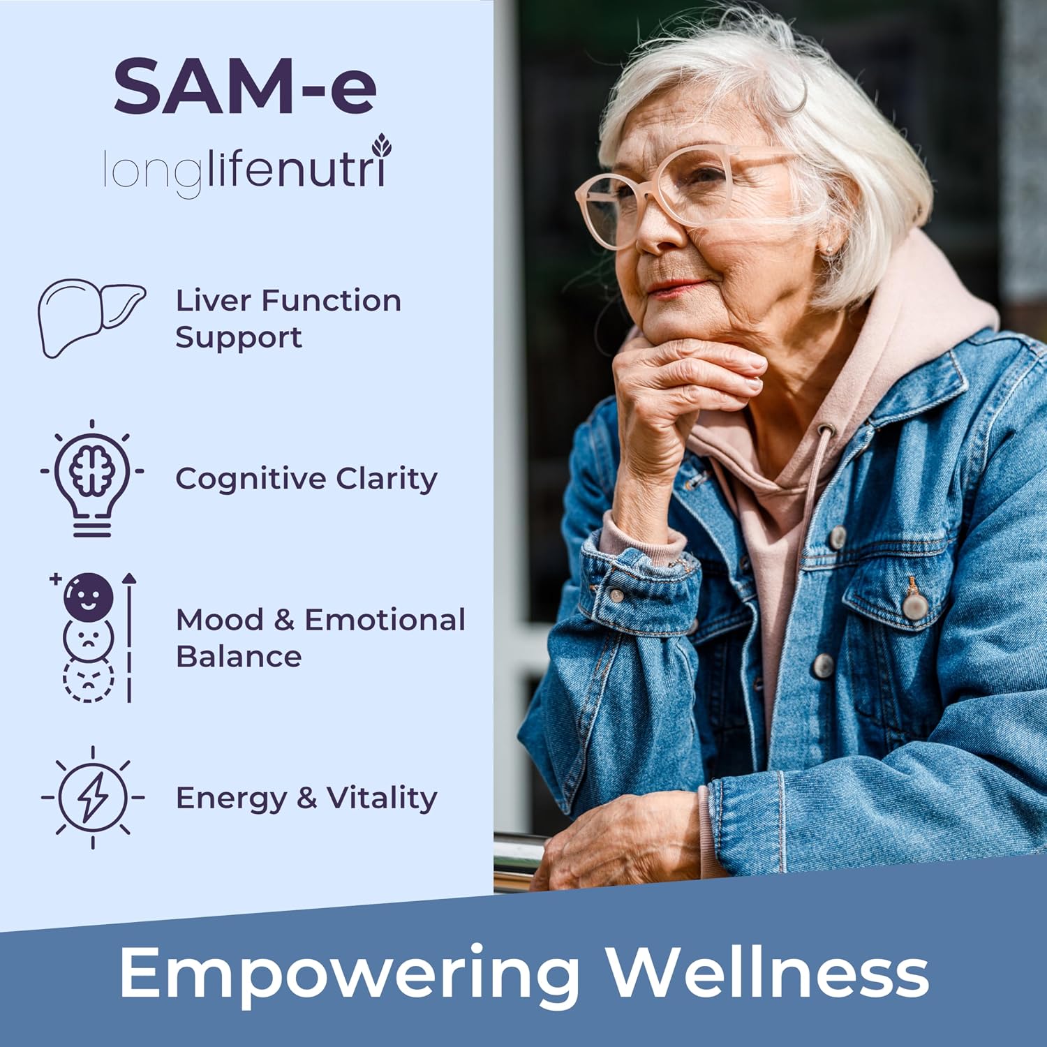 LongLifeNutri SAM-e 400mg – 120 Vegetarian Capsules - görsel 4