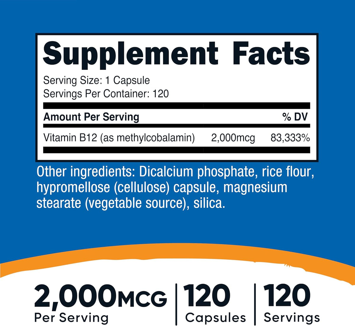Nutricost Vitamin B12 (Methylcobalamin) 2000mcg, 120 Capsules - görsel 2